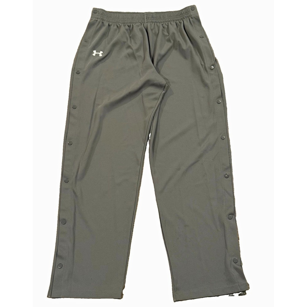Under Armour Men's Track Pants Gray Snap Side Tear-Away Elastic Waist XL